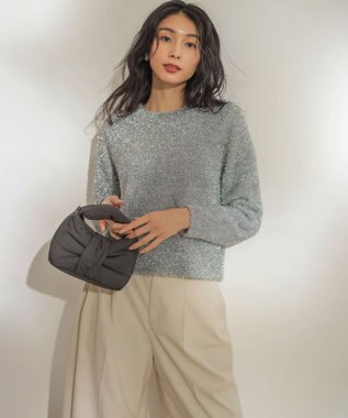 組曲 ラメシャギーニット シルバー系