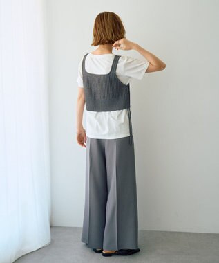 YECCA VECCA 【UVカット/接触冷感/洗える】ベルト付きイージーケアワイドパンツ Gray