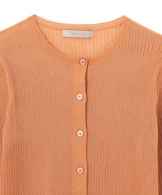 UNFILO シアーリブ ニットカーディガン キャメル