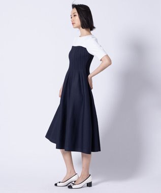 TOCCA BEA TOP KNIT DRESS ニットドレス オフ×ネイビー