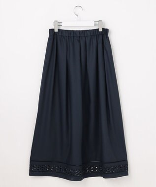 J.PRESS LADIES スパンソフトクロス刺繍 スカート ネイビー系