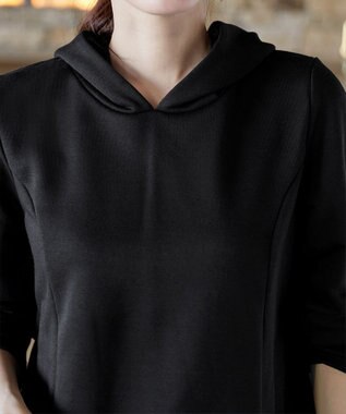 Tiaclasse 【洗える】裏毛バックフレアパーカー ブラック