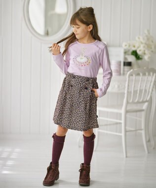 組曲 KIDS 【110-140㎝】モノトーンフラワーコーデュロイ キュロット ブラック系5