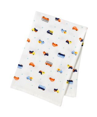 MIKI HOUSE HOT BISCUITS ガーゼバスタオル＆ラトルギフトセット【BOX付き】 白×ブルー