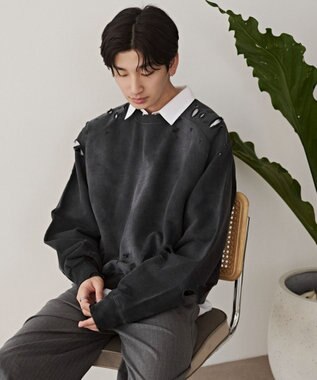 WEGO ショートダメージプルオーバー ブラックその他