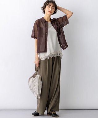 23区 L 【先行予約】サテンレースキャミソール ベージュ系