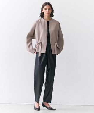 BEIGE， PORDIC / ドロスト付きノーカラージャケット Taupe