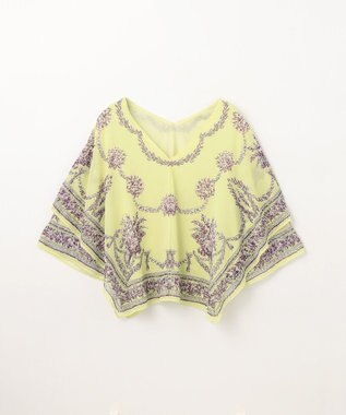 GRACE CONTINENTAL スカーフプリントポンチョトップ イエロー
