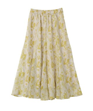 YECCA VECCA ボタニカル柄シアーロングスカート Yellow