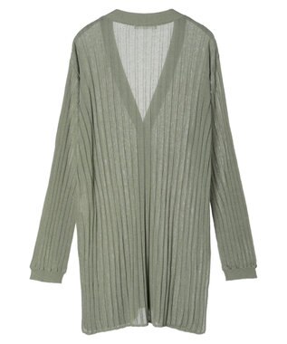 Green Parks 推しニット　リブ編みミドル丈カーディガン Khaki