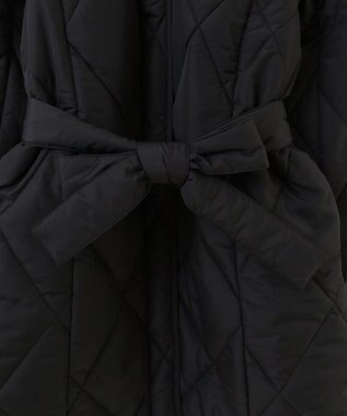 Green Parks ファー衿ダイヤキルト中綿コート Black