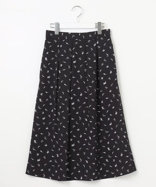 自由区 【洗える・XSサイズあり】ブラッシュドシャドープリント スカート モノトーン系
