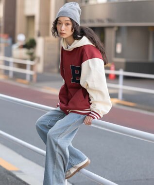 WEGO 【ユニセックス着用ITEM】スウェットフードスタジャン ワイン