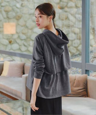 Tiaclasse 【洗える】裏毛バックフレアパーカー チャコールグレー