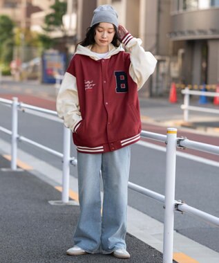 WEGO 【ユニセックス着用ITEM】スウェットフードスタジャン ワイン