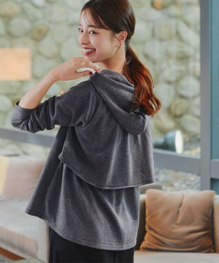 Tiaclasse 【洗える】裏毛バックフレアパーカー チャコールグレー
