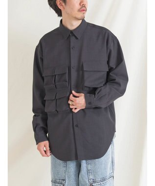 CRAFT STANDARD BOUTIQUE ポリエステルツイルポケッタブルシャツ Charcoal Gray