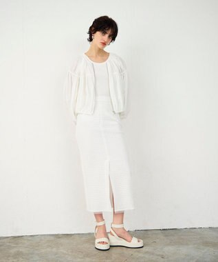 GRACE CONTINENTAL ギャザータフタブルゾン ホワイト