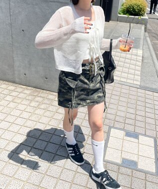 WEGO スパンコールメッシュニットカーデ ホワイト