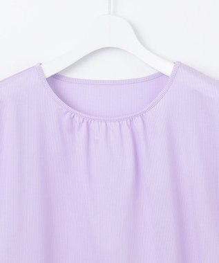 J.PRESS LADIES L 【WEB限定カラーあり・洗える】ストライプジャージー フレンチスリーブ カットソー ライラックストライプ系