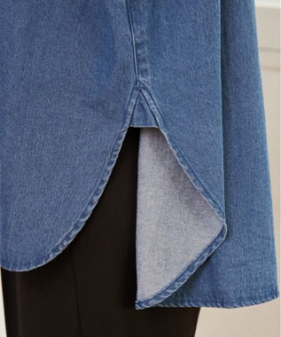 WEGO 【ANGIE VINTAGE】オーバーサイズ バンドカラー デニムシャツ ブルー