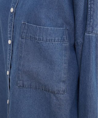 WEGO 【ANGIE VINTAGE】オーバーサイズ バンドカラー デニムシャツ ブルー