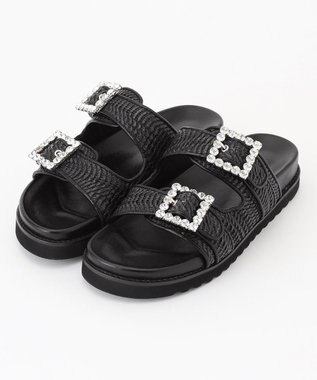 組曲 バックルプラットフォームサンダル ブラック系