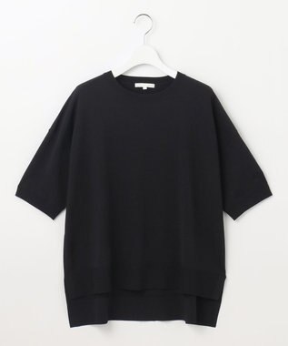 自由区 【接触冷感・UVカット・WEB限定カラーあり】クレープストレッチプルオーバー ニット ブラック