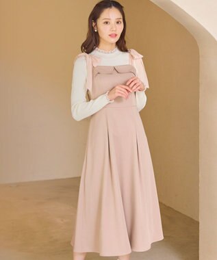 Feroux シアーリボンショルダー ジャンパースカート