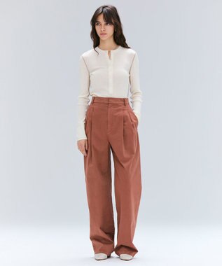 BEIGE， 【洗える・GISELe 10月号掲載】FORD / ウール配色メローヘンリーネックカットソー Ecru