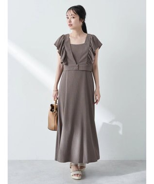 earth music&ecology ＳＥＴ２点　フリルショルダーツーピースワンピース Brown