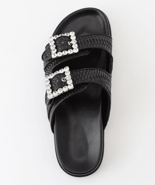 組曲 バックルプラットフォームサンダル ブラック系