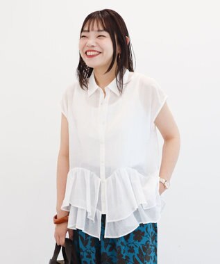 Green Parks ノースリーブフリルブラウス Off White