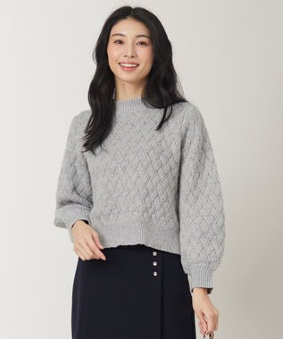 ANY SIS 【洗える】ミックスカラー ニット ライトグレー