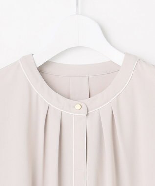 ANY SIS フロントタックバイカラー ブラウス グレージュ×アイボリー