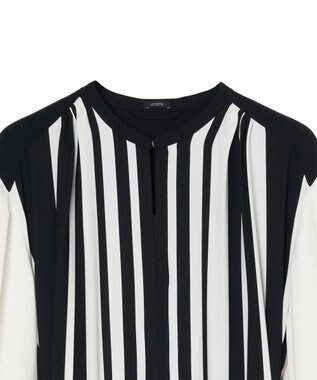 JOSEPH ストライプクレープ　プリーツドレス Ivory/Black