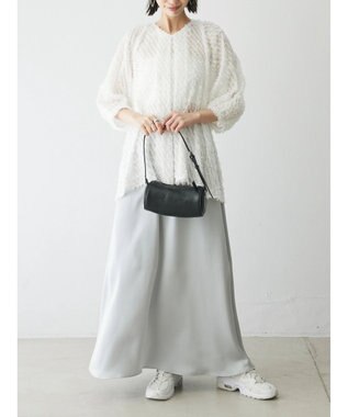 Green Parks AnriettMusee サテンナロースカート Gray