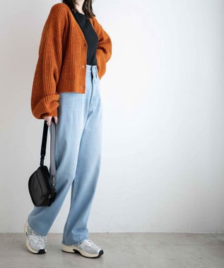 WEGO ルーズストレートデニムパンツ デニム淡色