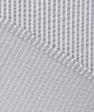 ANY SIS L 【洗える】ランタンスリーブサッカー ブラウス ブルーストライプ