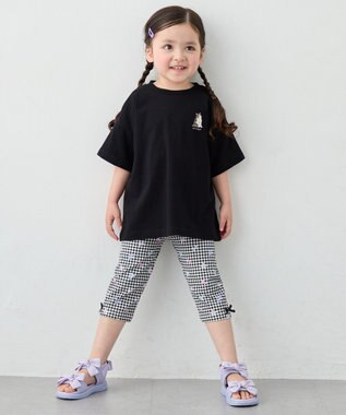 ANY KIDS 【綿100%】バックプリント オーバーサイズTシャツ ブラック×ネコ