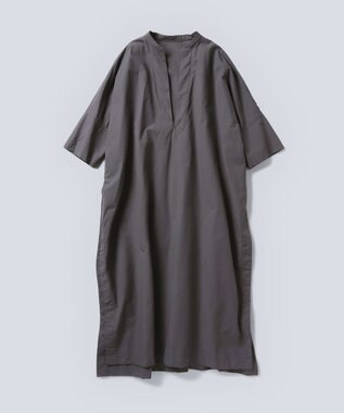 WHITE MAILS COTTON PAPER COMPACT POPLIN KAFTAN ドレス チャコールグレー