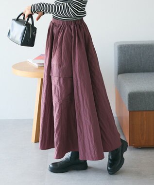 CRAFT STANDARD BOUTIQUE ナイロンワークギャザースカート Bordeaux