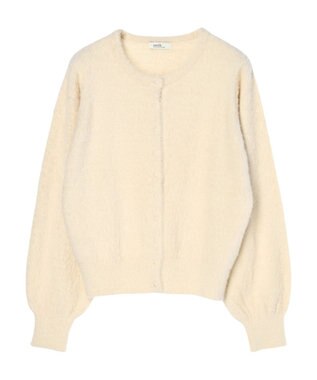 earth music&ecology ミニシャギーパールボタンカーディガン Ivory