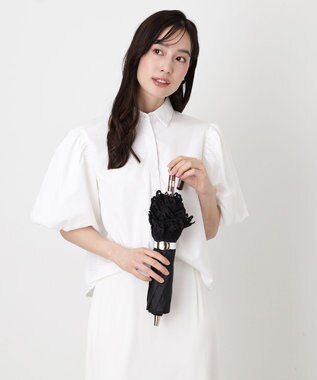 MOONBAT 【遮光/晴雨兼用日傘】POLO RALPH LAUREN(ポロ ラルフローレン) エンブフリル 折りたたみ傘 楽折 遮熱 UV ブラック