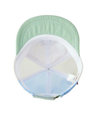 MIKI HOUSE HOT BISCUITS 【44-54cm】 ストライプ ロゴメッシュキャップ ベージュ