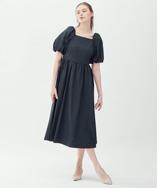 23区 【APPLAUDIR】スクエアネックタフタ ドレス ネイビー系