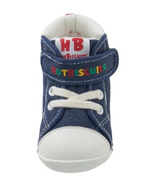 MIKI HOUSE HOT BISCUITS 【11.5-13.5cm】 かかと顔ドン デニム ファーストベビーシューズ 紺