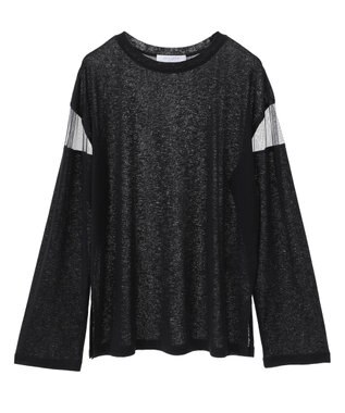 Green Parks シアー切替長袖プルオーバー Black