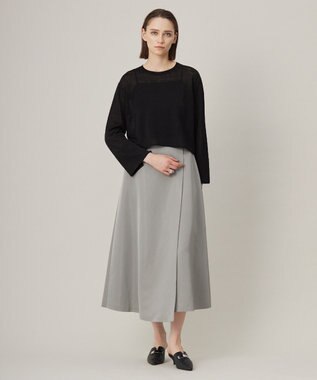 ICB 【洗える】トリアセブライトツイル  フレアスカート カーキ系