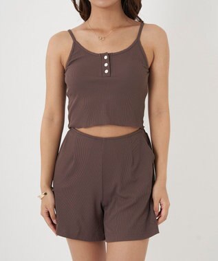 OP／FILA 【ocean pacific】ラッシュガード付き水着4点セット キャミデザイン ブラウン